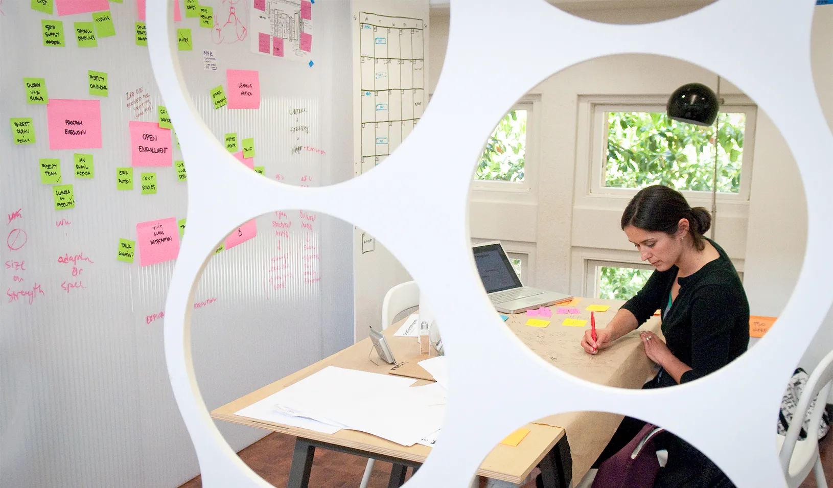 woman engaging in design thinking