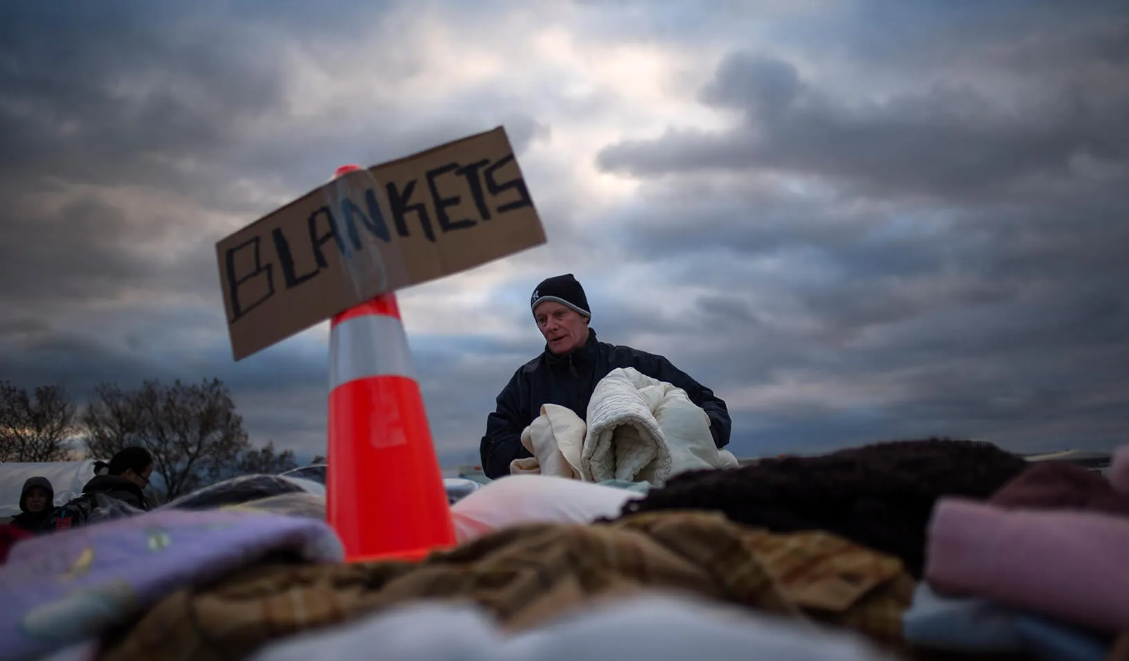 A pile of blankets to be given away | Reuters / Adrees Latif 