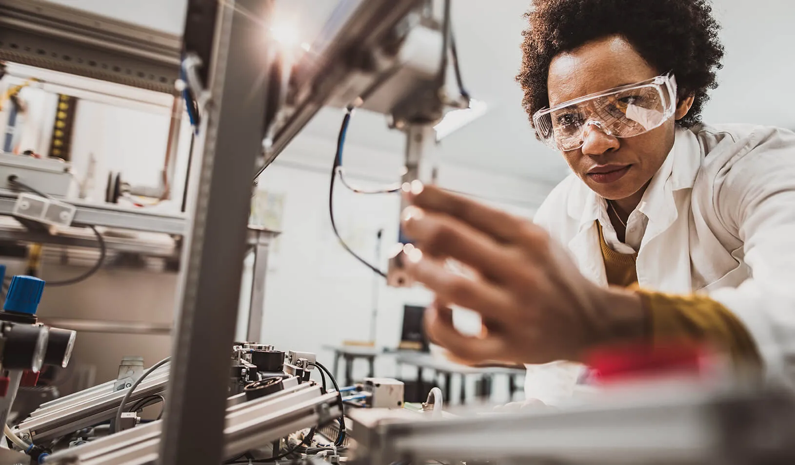 A female engineer working in a technology lab