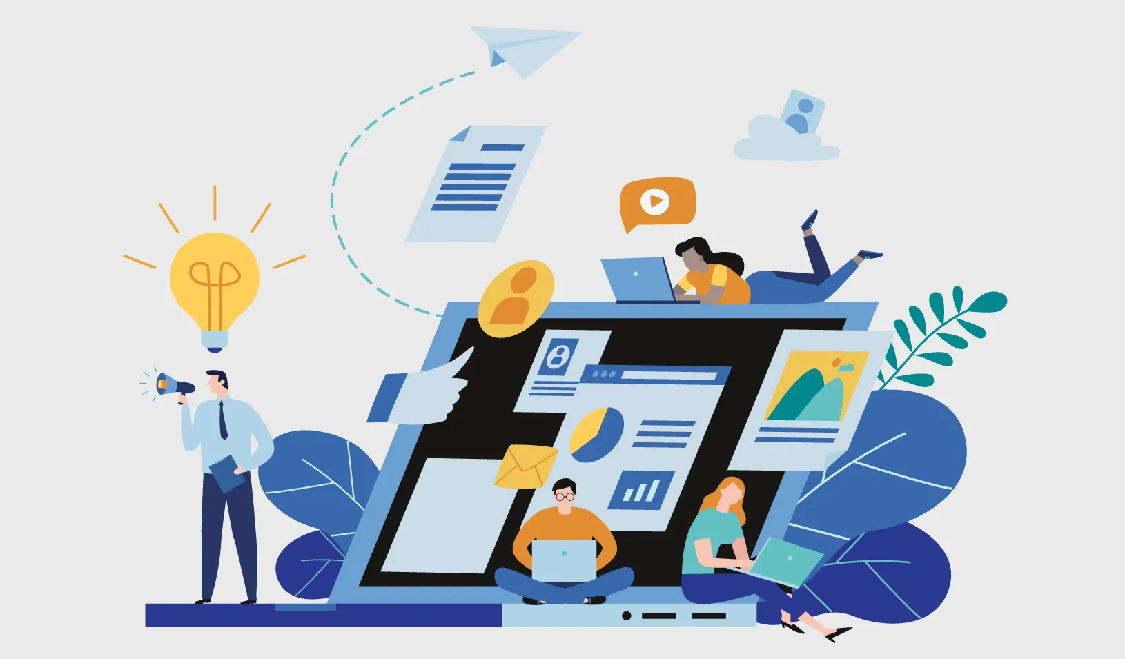 An illustration of a computer with competing information and content types. Credit: iStock/tudmeak