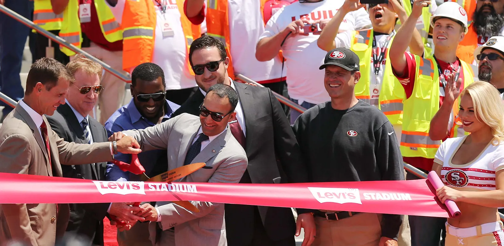 San Francisco 49ers President Paraag Marathe cutting the ribbon at the opening of Levi’s Stadium in 2014